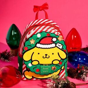 New Loungefly Sanrio Exclusive Pompompurin Santa Hat Light Up Mini Backpack
